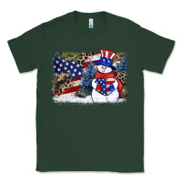 Sports Green Patriotic snowman background 4th of july Classic Tee - HowdyJamesFarm