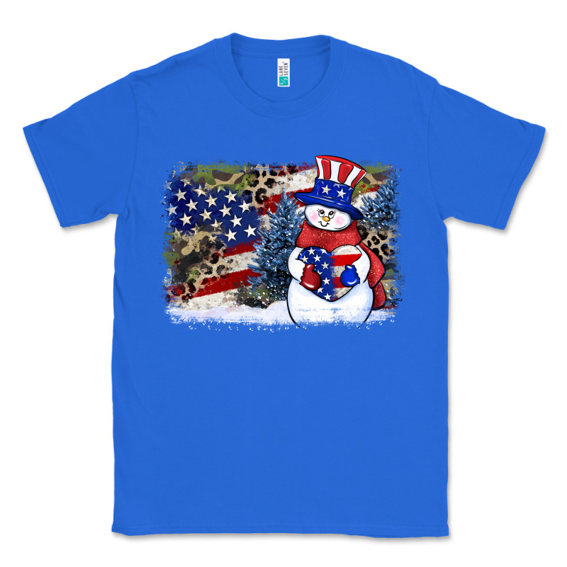 Patriotic Snowman Background 4th Of July Classic Tee by HowdyJamesFarm | Teevron