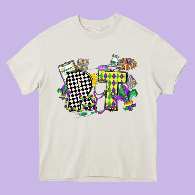 Respiratory Therapist Mardi Gras Heavy Core Tee Designed By Cowgirlartshop