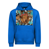 Cobalt western roses cow Urban Hoodie - RanaPortraitStore