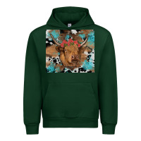 Forest Green western roses cow Urban Hoodie - RanaPortraitStore