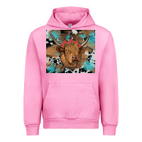 Fuchsia Pink western roses cow Urban Hoodie - RanaPortraitStore