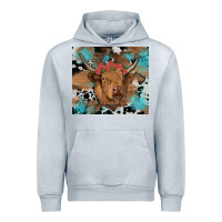 Heather Grey western roses cow Urban Hoodie - RanaPortraitStore