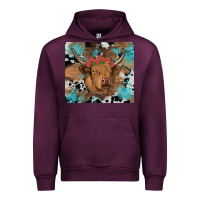 Mauve Wine western roses cow Urban Hoodie - RanaPortraitStore