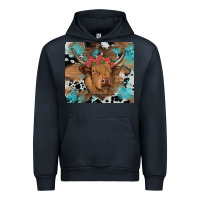 Navy western roses cow Urban Hoodie - RanaPortraitStore