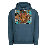 Pigment Midnight Navy western roses cow Urban Hoodie - RanaPortraitStore