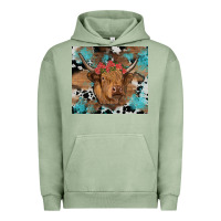 Pigment Oil Green western roses cow Urban Hoodie - RanaPortraitStore