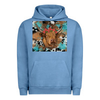 Pigment Pebble Blue western roses cow Urban Hoodie - RanaPortraitStore