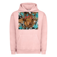 Pigment Salmon western roses cow Urban Hoodie - RanaPortraitStore