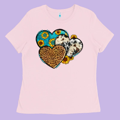Cowhide Leopard Hearts Ladies Tee Designed By Oliviacreatesart