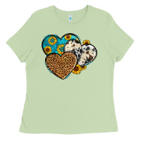 Matcha cowhide leopard hearts Ladies Tee - OliviaCreatesArt