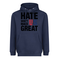 Navy hate won't make us great black Heavyweight Hoodie - artisFamous