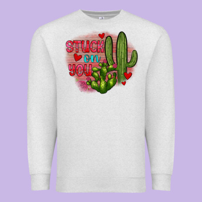 Stuck On You Cactus Premium Sweatshirt Designed By Jahusdesignshop