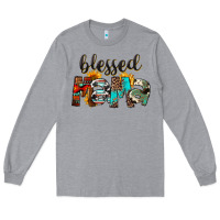 Heather Grey Blessed Mama Long Sleeve Tee - FaDigitalArtStudio