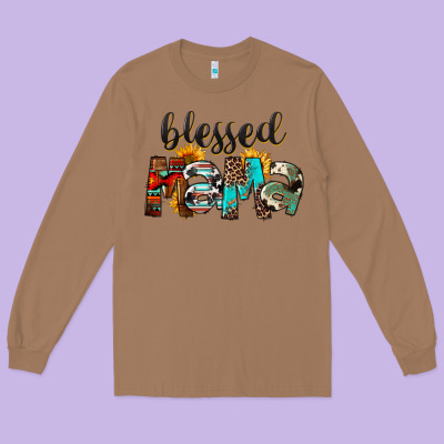 Blessed Mama Long Sleeve Tee Designed By Fadigitalartstudio