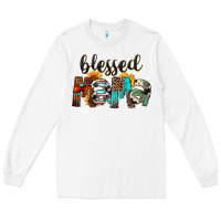 White Blessed Mama Long Sleeve Tee - FaDigitalArtStudio