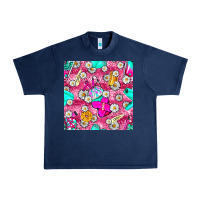 Navy hairstylist coffee cups and daisy with leopard seamless pattern bbs Urban Heavy Tee - BundleAndBundleShop