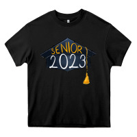 Black Senior 2023 graduation png sublimation design down Heavy Core Tee - RanaPortraitStore