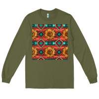 Army Green native american aztec seamless pattern 2 Long Sleeve Tee - BundleAndBundleShop