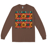 Chestnut native american aztec seamless pattern 2 Long Sleeve Tee - BundleAndBundleShop