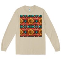 Mushroom native american aztec seamless pattern 2 Long Sleeve Tee - BundleAndBundleShop