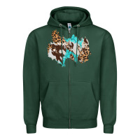 Sports Green cowhide leopard turquoise patch Zipper Hoodie - AdoDesignShop