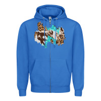 True Royal cowhide leopard turquoise patch Zipper Hoodie - AdoDesignShop