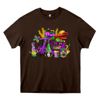Chocolate Brown mardi gras gnome truck Heavy Core Tee - CowGirlArtShop