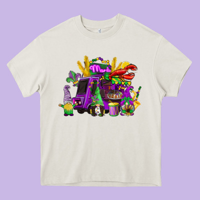 Mardi Gras Gnome Truck Heavy Core Tee Designed By Cowgirlartshop
