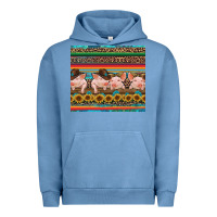 Pigment Pebble Blue western serape pigs Urban Hoodie - RanaPortraitStore