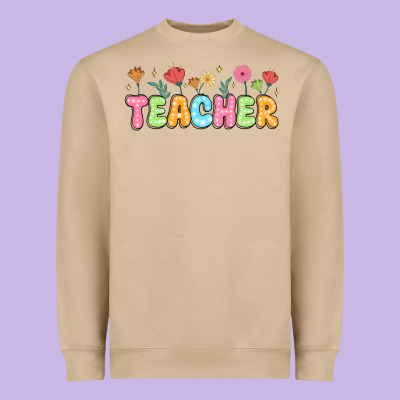 Custom Teacher Flowers Heavyweight Sweatshirt Designed By Jahusdesignshop
