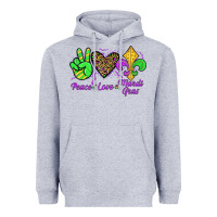Heather Grey peace love mardi gras Heavyweight Hoodie - JahusDesignShop