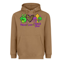 Toasted Coconut peace love mardi gras Heavyweight Hoodie - JahusDesignShop
