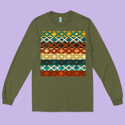 Native American Aztec Seamless Pattern 1 Long Sleeve Tee Designed By Bundleandbundleshop