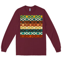 Burgundy native american aztec seamless pattern 1 Long Sleeve Tee - BundleAndBundleShop