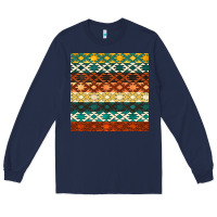 Navy native american aztec seamless pattern 1 Long Sleeve Tee - BundleAndBundleShop
