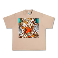 Burro camping coffee cups marshmallow and moka pot with leopard seamless pat Urban Heavy Tee - BundleAndBundleShop