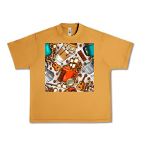 Peanut Butter camping coffee cups marshmallow and moka pot with leopard seamless pat Urban Heavy Tee - BundleAndBundleShop