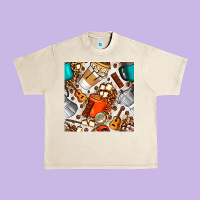 Camping Coffee Cups Marshmallow And Moka Pot With Leopard Seamless Pat Urban Heavy Tee Designed By Bundleandbundleshop