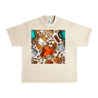 Sandshell camping coffee cups marshmallow and moka pot with leopard seamless pat Urban Heavy Tee - BundleAndBundleShop