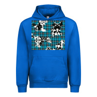 Cobalt winter plaid and cowhide pattern Urban Hoodie - RanaPortraitStore