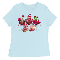 Baby Blue valentine's day wine glasses Ladies Tee - OliviaCreatesArt