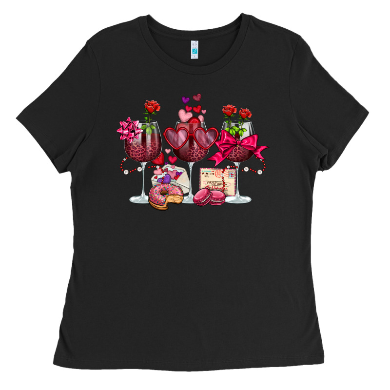 Valentine's Day Wine Glasses Ladies Tee by OliviaCreatesArt | Teevron