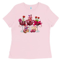 Bubblegum Pink valentine's day wine glasses Ladies Tee - OliviaCreatesArt