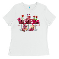 White valentine's day wine glasses Ladies Tee - OliviaCreatesArt