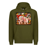 Army Green christmas pigs Premium Hoodie - Jasminsmagicworld
