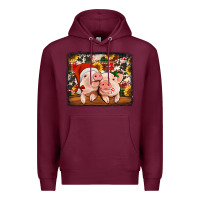 Burgundy christmas pigs Premium Hoodie - Jasminsmagicworld