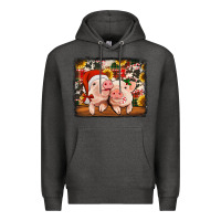 Charcoal Heather christmas pigs Premium Hoodie - Jasminsmagicworld