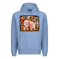 Colony Blue christmas pigs Premium Hoodie - Jasminsmagicworld