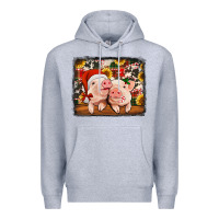 Heather Grey christmas pigs Premium Hoodie - Jasminsmagicworld